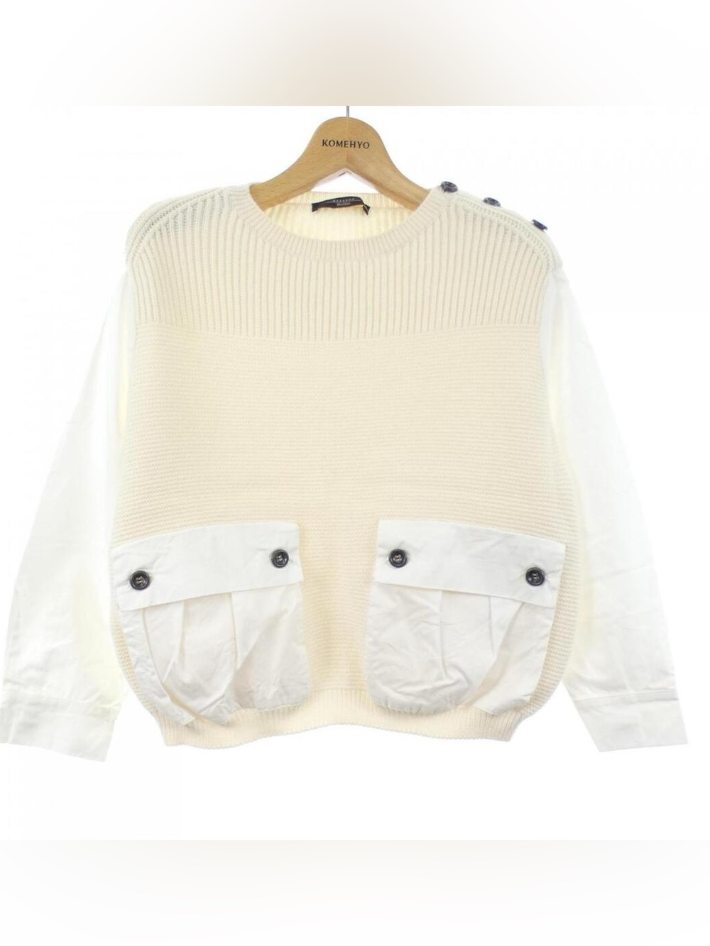 Max Mara Weekend Ribbed Knit Cotton Fisherman Sweater Boat Neck